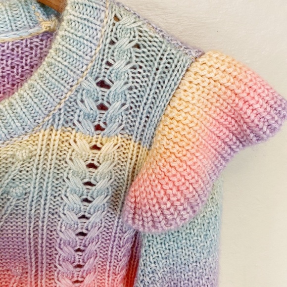NEW Loft Space Dye Rainbow Ruffle Sweater NWT - Picture 5 of 7
